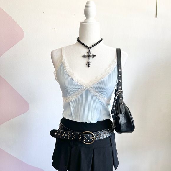 Y2K Lace Trim Tank‎ Top, Coquette, Dollcore, Romantic, Dainty, Medium - Picture 1 of 2